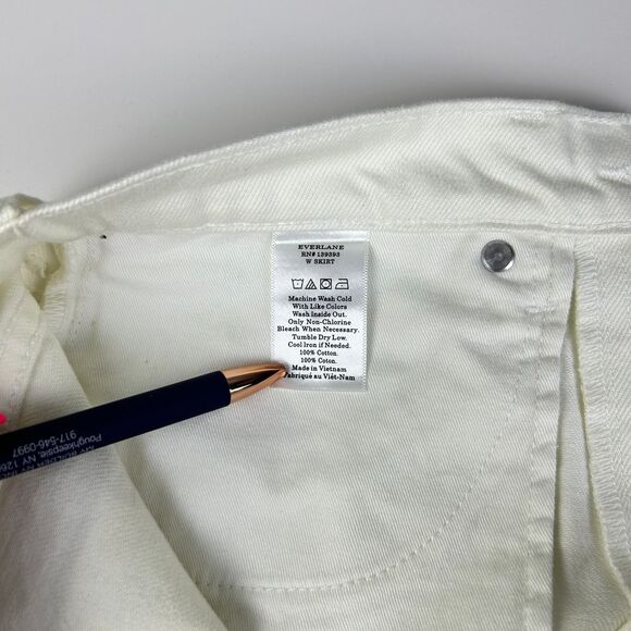 Everlane Women's Cream Cotton Zip Fly Casual A-Line Mini Denim Skirt Size 28 - Picture 5 of 5